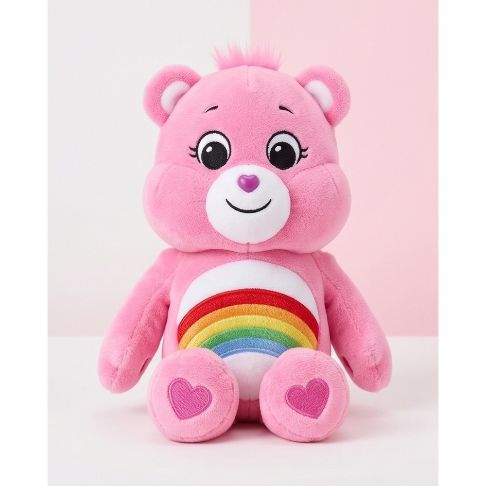 Care Bears Cheer Bear Plush Pink Rainbow Stuffed Animal‎ 10 Inch